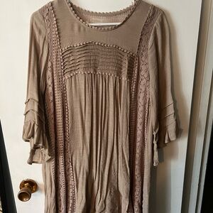 Kori Tan Lace-Accented Tunic